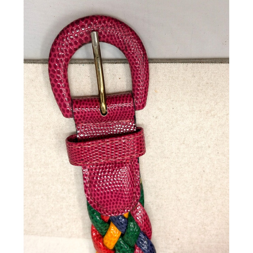 Vintage 90s Express Compagnie Internationale Multicolor Braided Pink Waist Belt